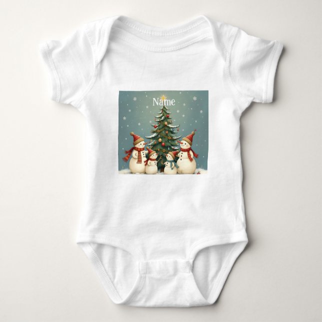 Body Para Bebé Colección festiva de Navidades familiares de Snowm (Anverso)