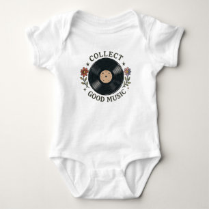Body Para Bebé Colecciona Buena Música Disco de Vinilo Retro Flor