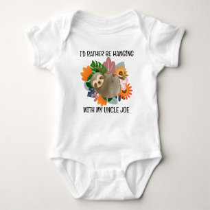 Body Para Bebé Colgando Con Mi Tío Sloth Flores Tropicales