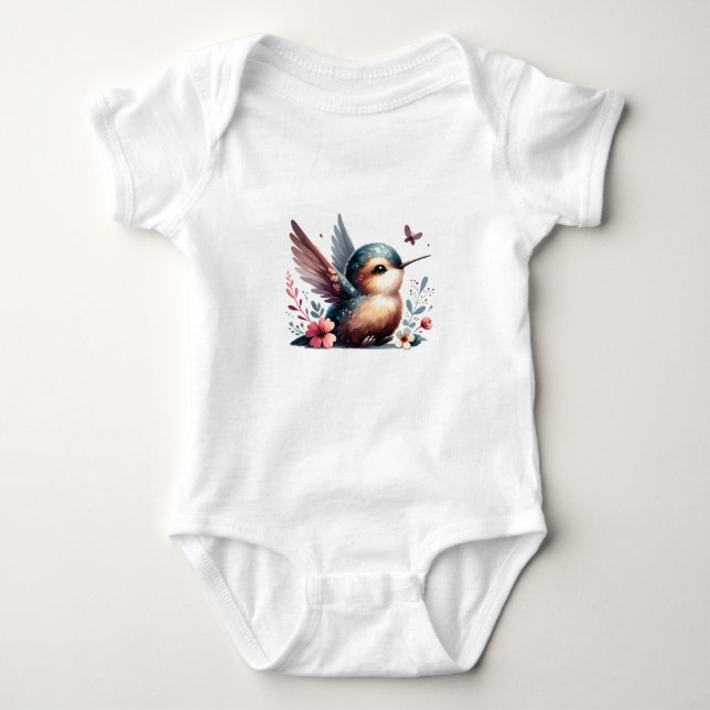 Body Para Bebé Colibrí Floral Adorable (Anverso)