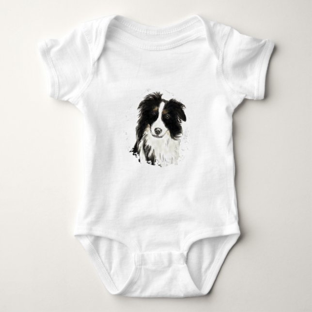 Body Para Bebé Collie de borde personalizado - Colección de perro (Anverso)