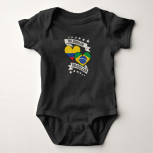 Body Para Bebé Colombia: Banderas del corazón brasileñas