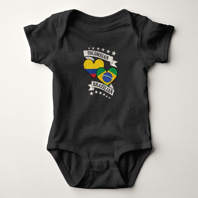 Body Para Bebé Colombia: Banderas del corazón brasileñas (Anverso)