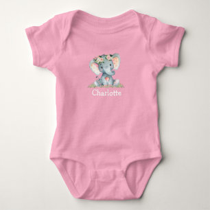 Body Para Bebé Color de agua Bebé elefante bebe rosa blanco
