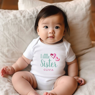 Body Para Bebé Color de agua rosa Corazones Pequeño Nombre de Her