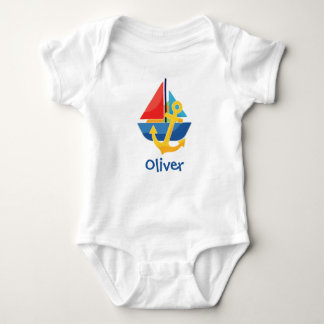 Body Para Bebé Colorful Nautical Sailboat and Vibrant Anchor