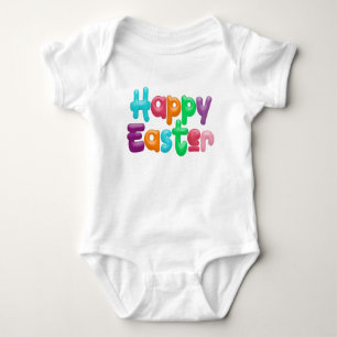 Body Para Bebé Colorida tipografía feliz de Pascua  Bodysuit