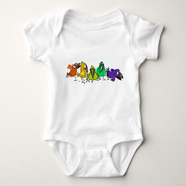 Body Para Bebé Coloridas aves Funny Baby Bodysuit (Anverso)