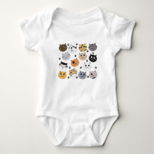 Body Para Bebé Colorido Cute Funny Cats & Paw Pattern