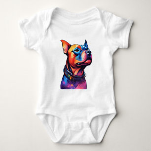 Body Para Bebé Colorido diseño de Cyberpunk Bull Terrier,