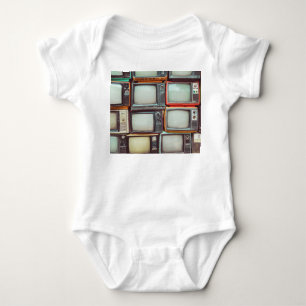 Body Para Bebé Colorido montón de TV retro, vintage.