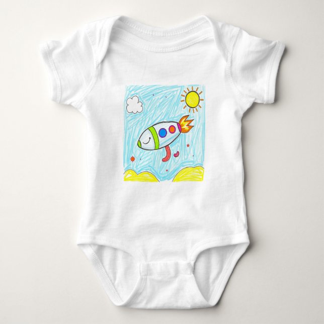 Body Para Bebé Colorido Rocket Doodle Fun Space Art (Anverso)
