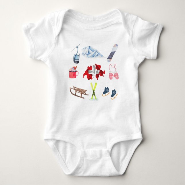 Body Para Bebé Combo de viajes en invierno suizo | Baby Bodysuit (Anverso)