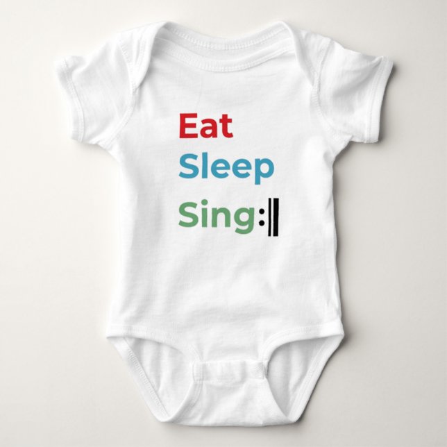 Body Para Bebé Comer Sleep Sing Repetir música Baby Bodysuit (Anverso)