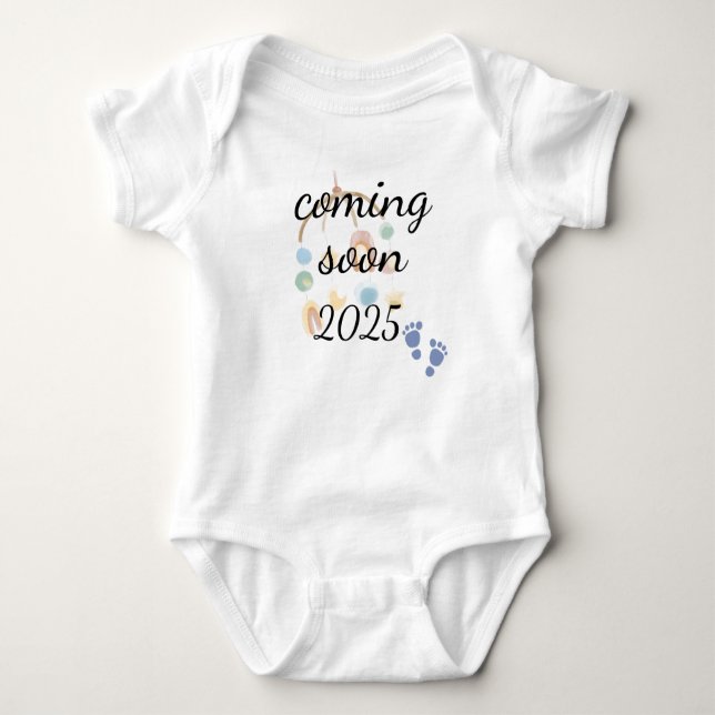 Body Para Bebé Coming soon baby announcement  (Anverso)