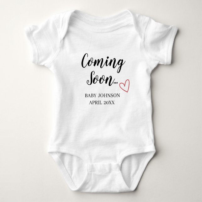 Body Para Bebé Coming Soon New Baby Announcement Baby Bodysuit (Anverso)