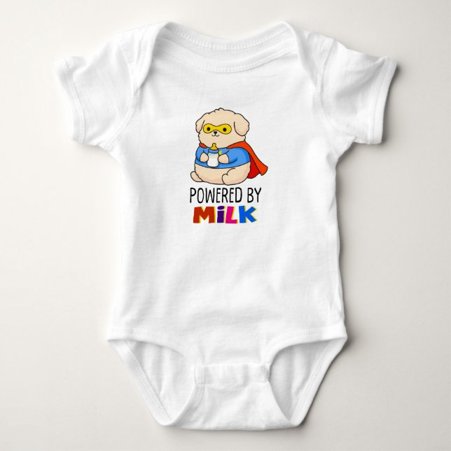 Body Para Bebé Con poderes de Leche Cachorro Superhéroe (Anverso)
