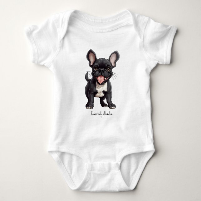 Body Para Bebé 🐶 Con texto personalizado, cachorro francés (Anverso)