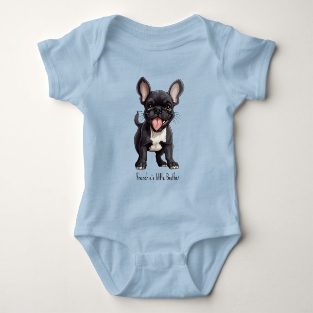 Body Para Bebé Con texto personalizado, cachorro Frenchie (Anverso)