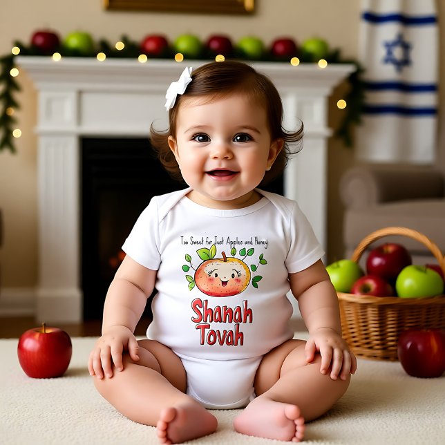 Body Para Bebé 🍎 🐝 con texto personalizado Sweet New Beginnings (🍎🐝With custom text Sweet New Beginnings Baby Bodysuit)