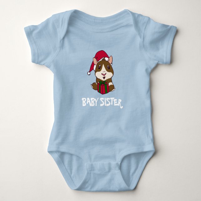 Body Para Bebé Conejillo de Navidad Personalizado para la Hermana (Anverso)