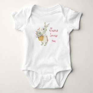 Body Para Bebé Conejito adorable de Biblia en pastel, cesta, glob