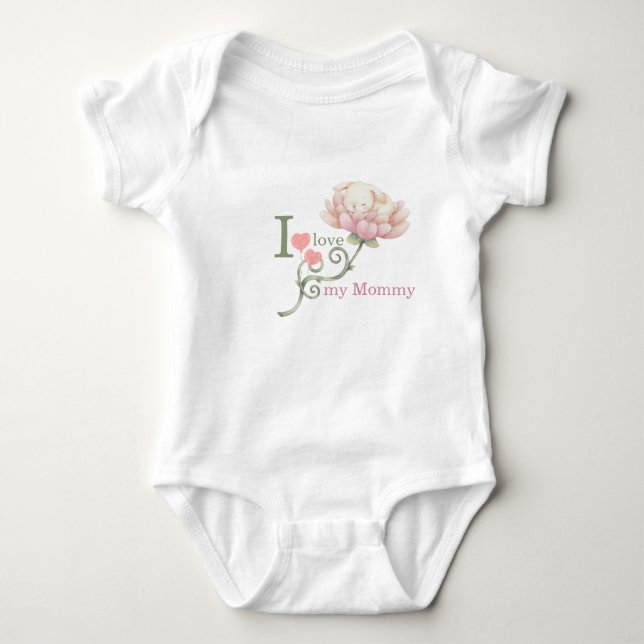 Body Para Bebé Conejito "Amo a mi Mamá" Flor (Anverso)