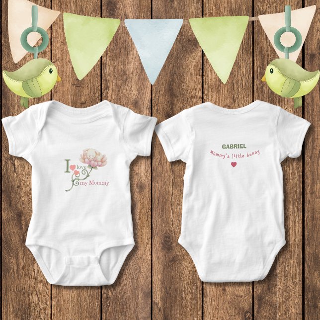 Body Para Bebé Conejito "Amo a mi Mamá" Flor (Subido por el creador)