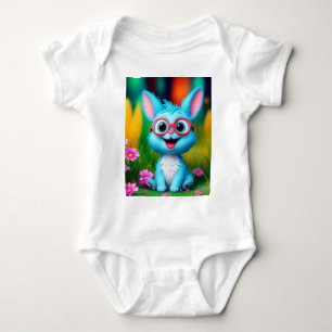 Body Para Bebé Conejito azul sonriente lindo con lentes de gafas-