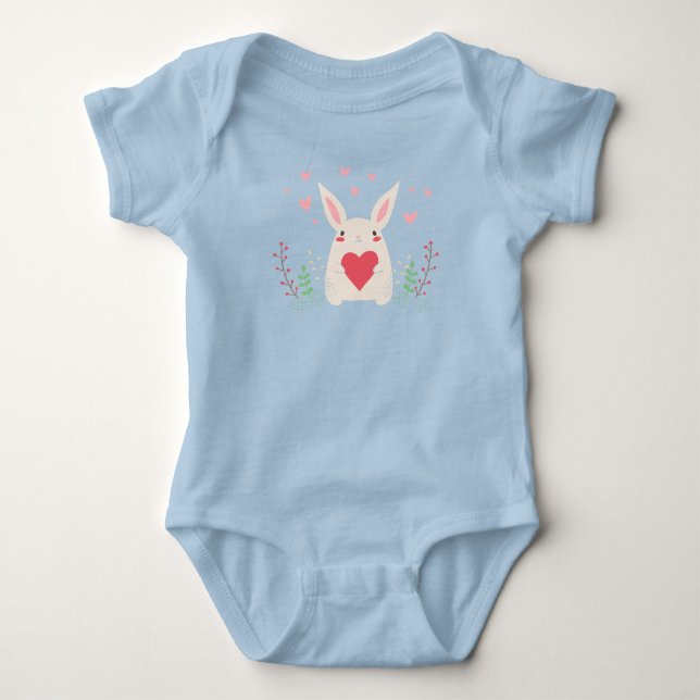 Body Para Bebé Conejito blanco lindo con corazón (Anverso)