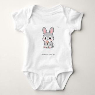 Body Para Bebé Conejito Chibi Adorable con Flor Personalizado 