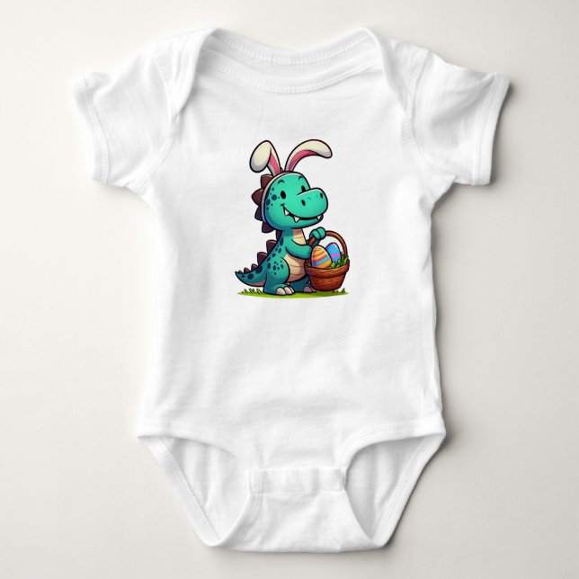 Body Para Bebé Conejito de Pascua dinosaurio lindo (Anverso)