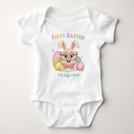 Body Para Bebé Conejito emocionado por la primera Pascua del bebé