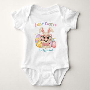 Body Para Bebé Conejito emocionado por la primera Pascua del bebé