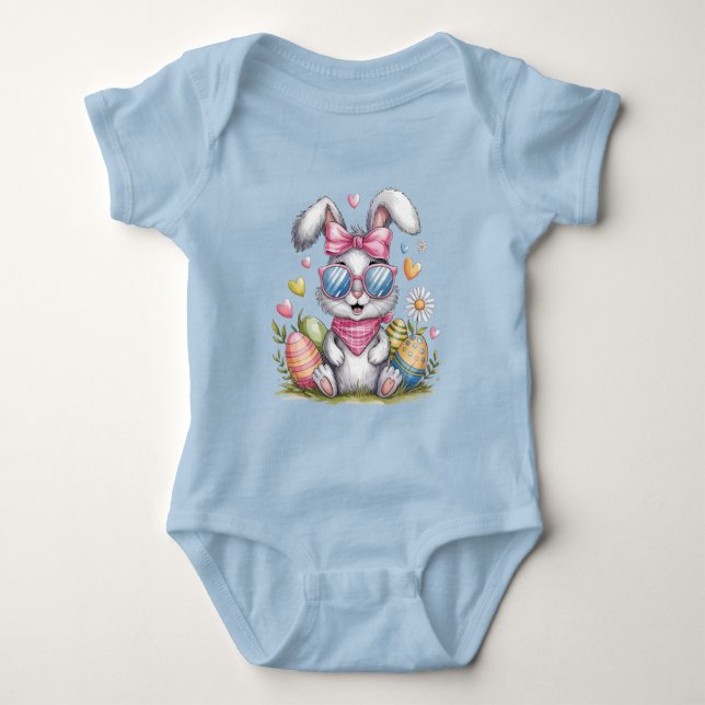 Body Para Bebé Conejito hipster lindo conejo de Pascua (Anverso)