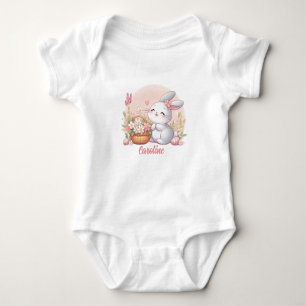 Body Para Bebé Conejito lindo de primavera/Pascua con huevo