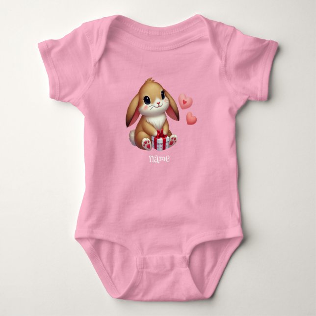 Body Para Bebé Conejito lindo del día de San Valentín  (Anverso)