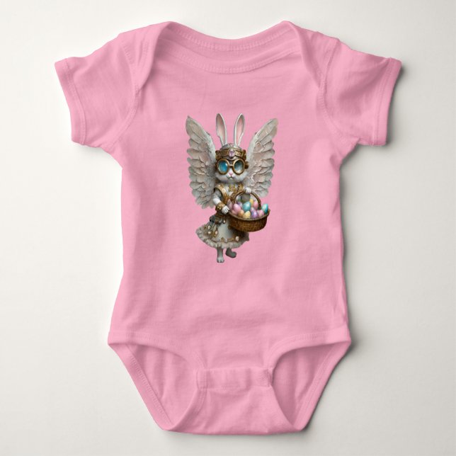 Body Para Bebé Conejo Ángel de Pascua Steampunk (Anverso)