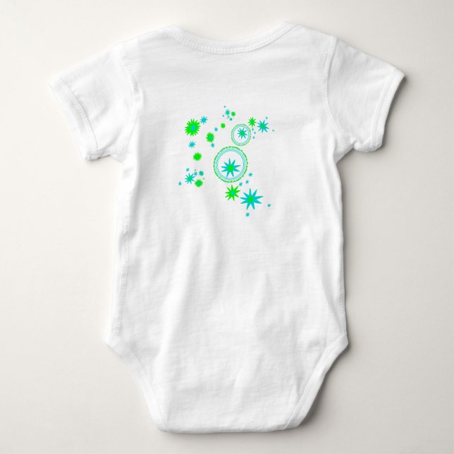 Body Para Bebé conejo brillante en verde y azul (Reverso)