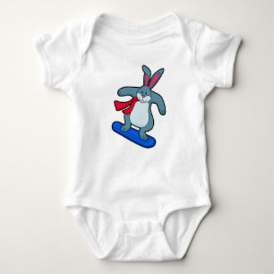 Body Para Bebé Conejo como snowboard con Snowboard y Scarf