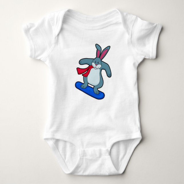 Body Para Bebé Conejo como snowboard con Snowboard y Scarf (Anverso)