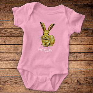Body Para Bebé Conejo curtido y nombre personalizado