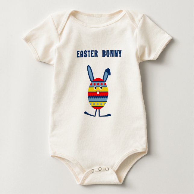 Body Para Bebé Conejo de huevo de Pascua azul (Anverso)