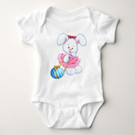 Body Para Bebé Conejo de Pascua rosa y blanco con huevo de Pascua