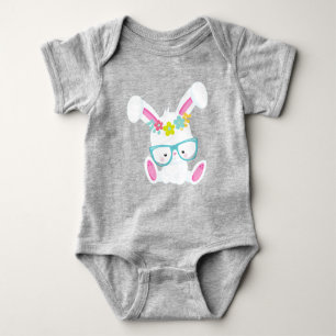 Body Para Bebé Conejo Hipster, Conejo Con Gafas, Conejo, Flores