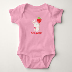 Body Para Bebé Conejo Lindo con Diseño Kawaii de Fresa