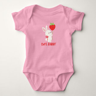 Body Para Bebé Conejo Lindo con Diseño Kawaii de Fresa