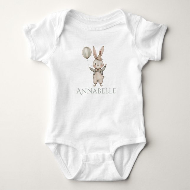 Body Para Bebé Conejo Lindo con Globo Personalizable (Anverso)