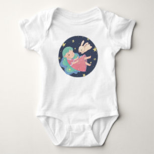 Body Para Bebé Conejo nocturno estrellado y ilustración de niña