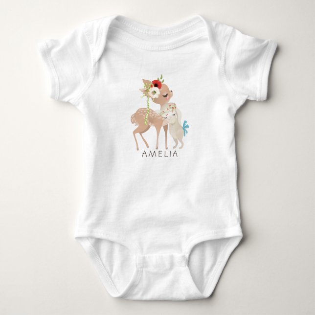 Body Para Bebé Conejo personalizado adorable ciervo primavera Pas (Anverso)